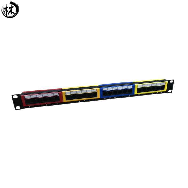 19" cat5eb utp 24 colourful port patch panel with cat5e cable cat5e rj45 for network cabinet