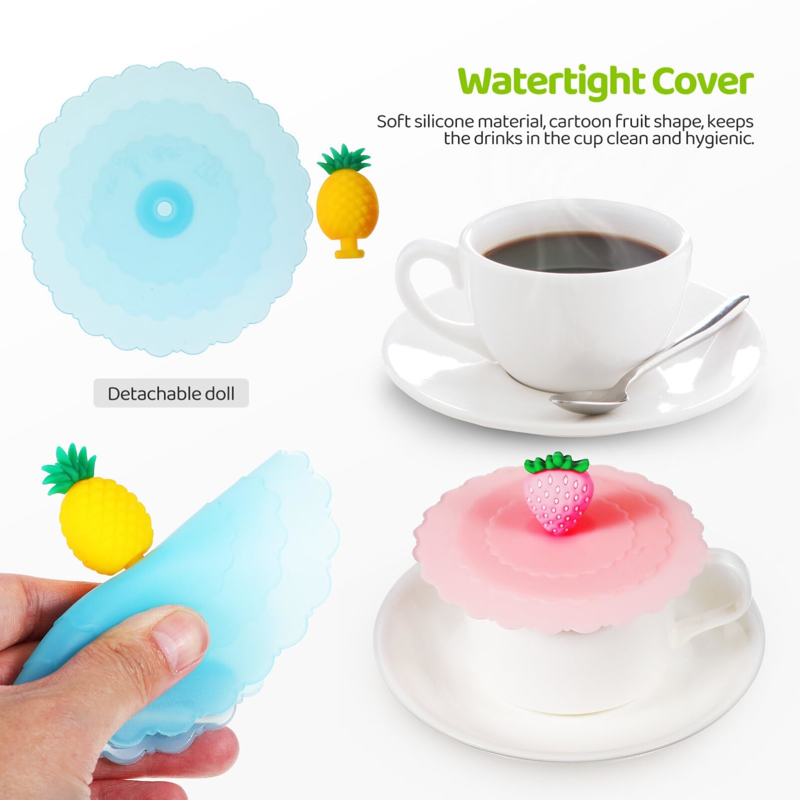 Silicone Mug Lid Cover, Colorful Anti-Dust Silicone Mug Cover Cute Reusable Silicone Lids For Cups Mug Beer Glass Indoor