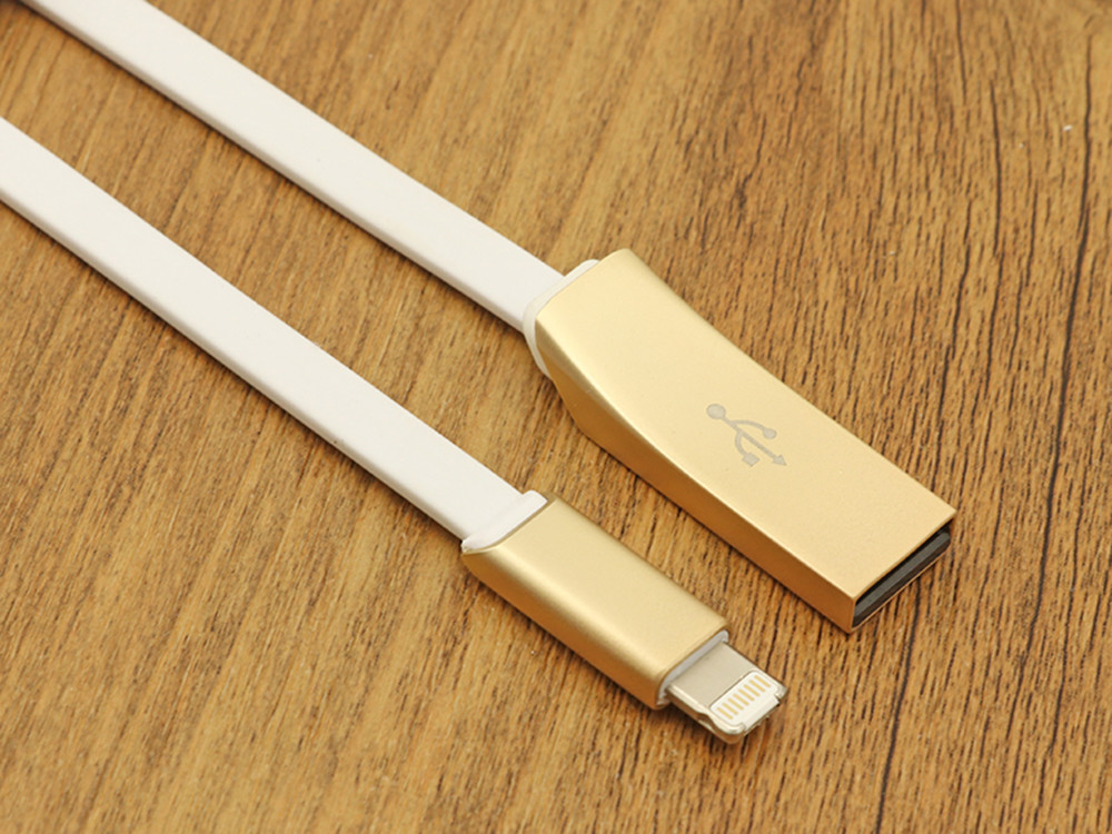 Metal Head Micro Flat USB Cable 3D Zinc Alloy For Samsung With Length 100cm