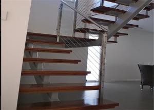 China Flexibility Modern Steel Staircase With Wood Treads , Customized Design wholesale