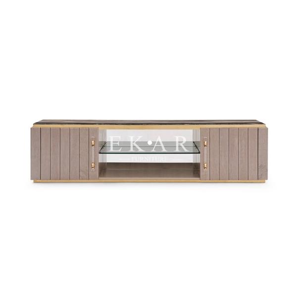 Modern Luxury New Design Marble Tv Stand With 2 Cabinet