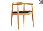 Over - Size Armrest Wood Restaurant Chairs With Leather Cushion / Wood Frame