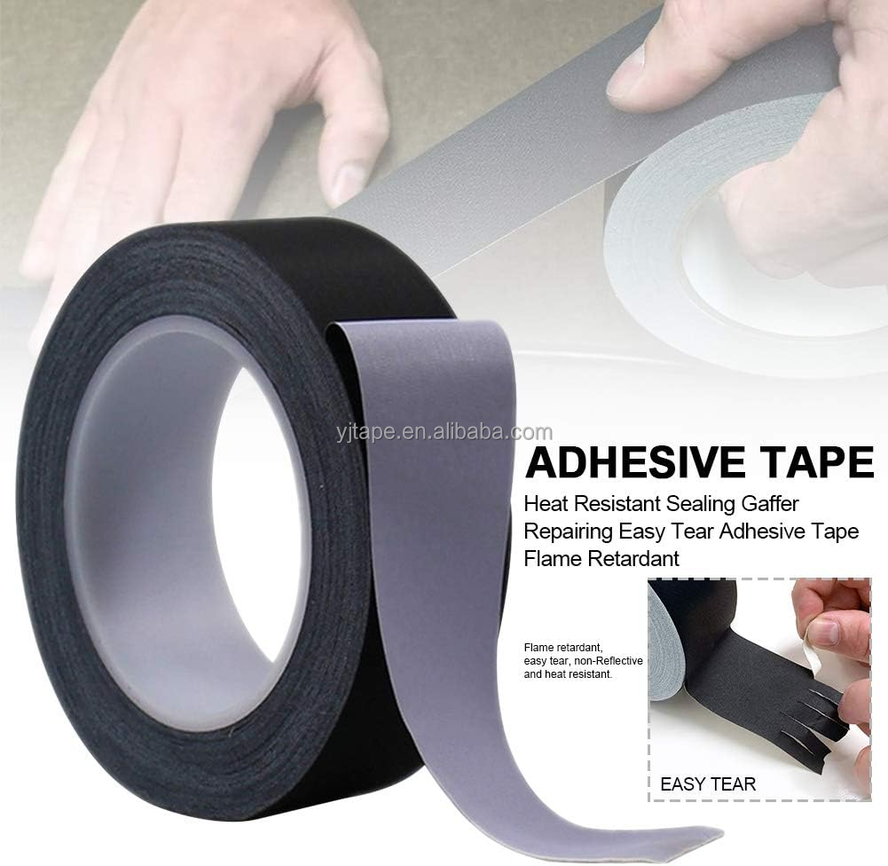 3 Inch Easy Tear Matte Gaffa Tape Black Heat Resistant Carton Package