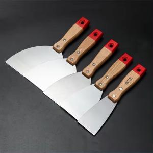 China Hot Sale Wooden Handle Carbon Steel Putty Knife Czech Beech Handle Stainless Steel Scraper wholesale