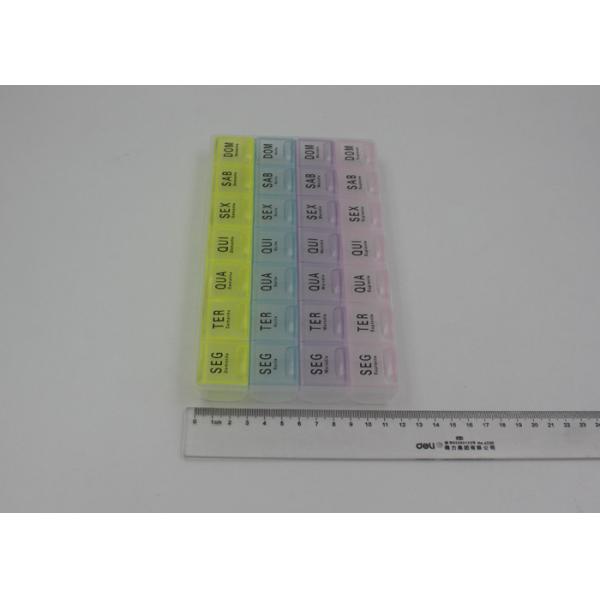 Personal 28 Compartments Monthly Pill Box With Colored Lid And OEM Printing