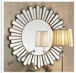 36 Inch Wooden Strips 3d Mirror Wall Art , Modern Wood Framed Wall Mirrors