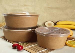 China Customized Kraft Salad Fruit Food Paper Dessert Bowls With PLA Coating wholesale