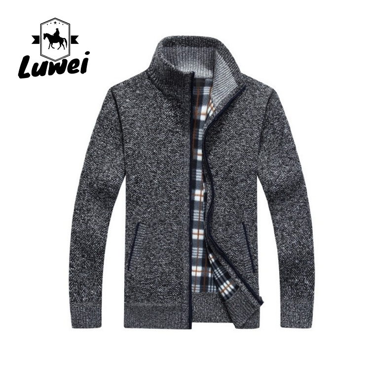 Autumn Thicken Plus Polyester Black Thick Velvet Sweater Utility Male Clothing Casual Knitwear Jackets Cardigan Coats
