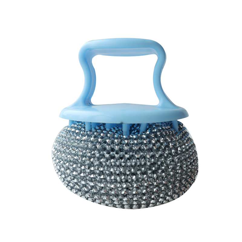 Plastic Handle Stainless Steel Wire Scrubber 6.7*6.7*6cm Sustainable