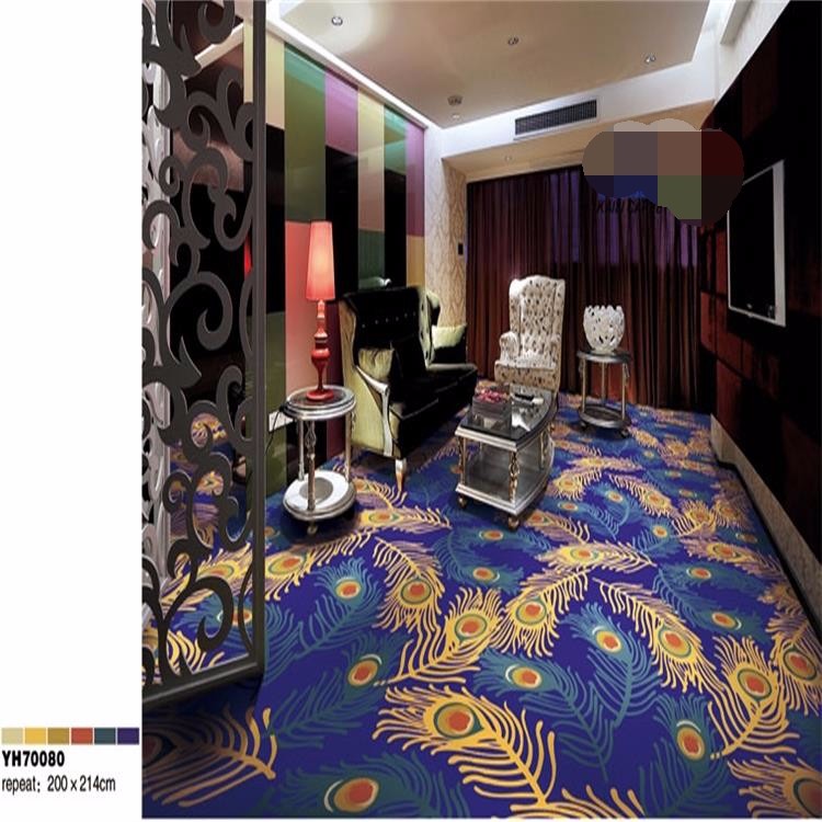 Colorful red peony pattern wall to wall nylon carpet for banquet hall