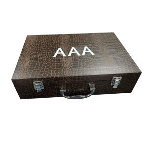 China Pu Leather Wine Box 4C UV Lamination Embossing Surface Finishing wholesale