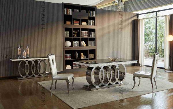 Heavy Base Luxury Modern Dining Tables Black Glass Top Dining Table L200xW100xH7