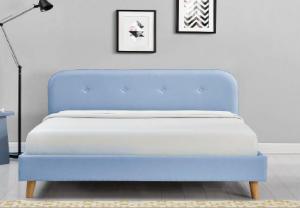China Fabric Upholstered Plywood Bed Frame Blue Colour Modern Fashion wholesale
