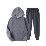 Unisex Loose Solid Tracksuits 80% Polyester 20% Cotton Hoodie With Front Pocket