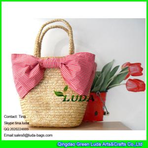 China LUDA 2015 girls natural beach summmer bowknot wheat straw handbags wholesale