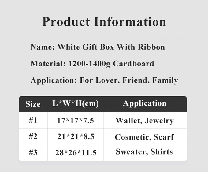 Rigid White Magnetic Cardboard Gift Boxes With Black Rim And Ribbon Bow