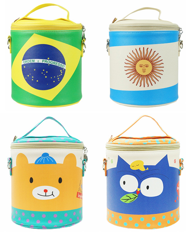 Cute Printed Round Shape PU Leather Bento Lunch Bag