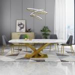 Stainless Steel Legs Marble Extending Dining Table