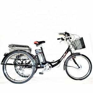 China 24&quot; Rear Hub Motor Steel Frame 7speeds 36V350W 35KM/H Unisex Adult Electric Tricycles wholesale