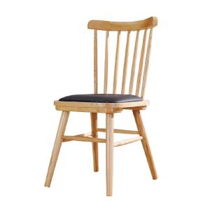 China Pu Leather Ash Wooden Frame High Back European Upholstered Dining Chair wholesale