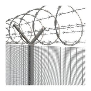 China Green Coated Military Security Fence , Low Carbon Steel Prison Wire Fence wholesale