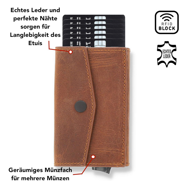 Mix Models Pop Up Aluminum Card Holder Wallet with Coin Compartment and Credit Card
