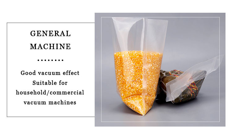 Storage Vacuum Plastic Bag For Food Three Sides Seal Transparent Nylon Lamination