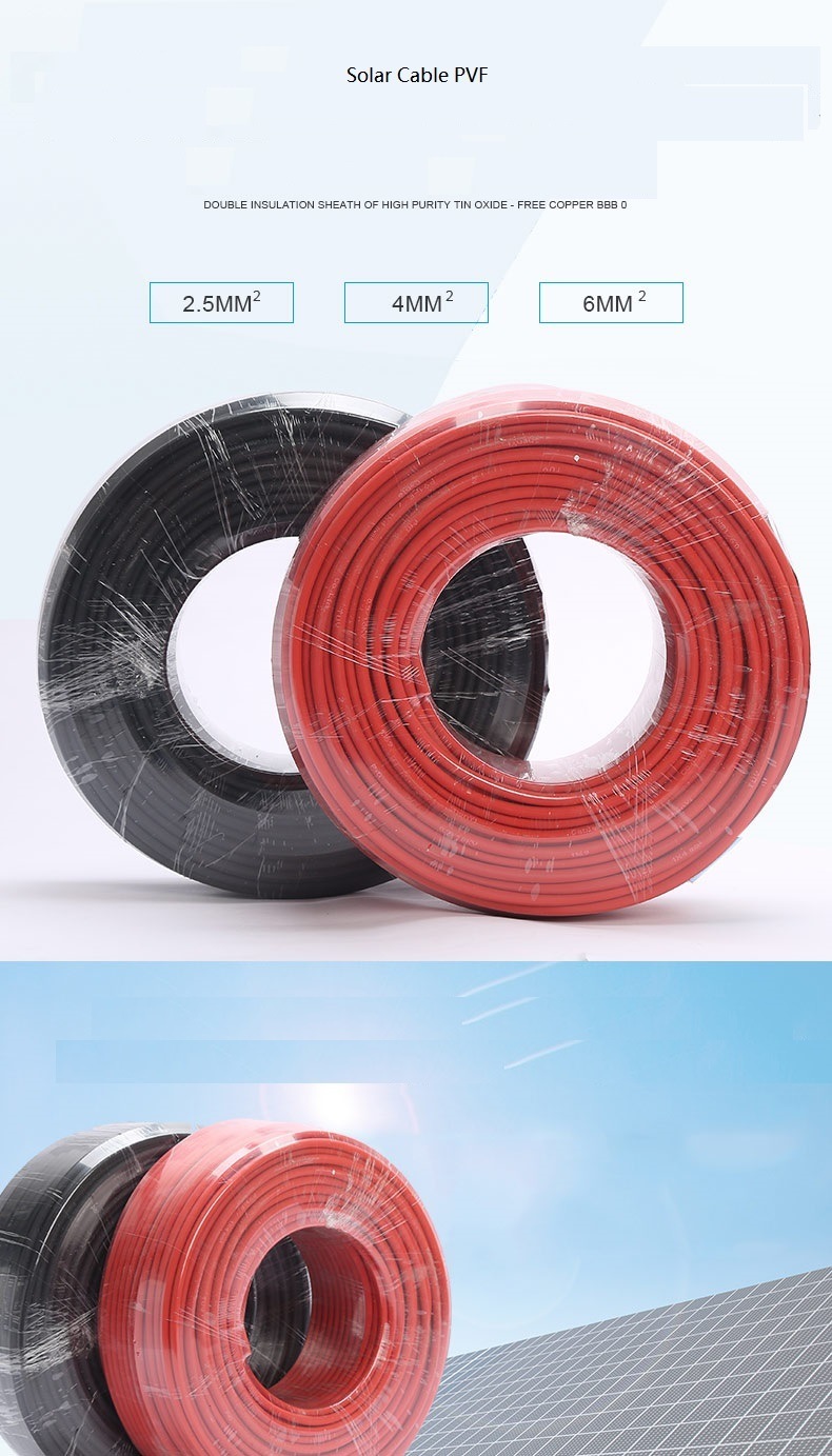 Flexible Solar Panel Cables 10mm2 6mm2 Electrical Solar Wire PV1-F with XLPE Insulation