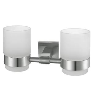 China Polished Glass Tumbler Holder SUS304 Double Wall Mounted Toothbrush Holder wholesale
