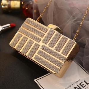 China Bling Bling Stone Plated Rectangle Purse Frame 180x100x40mm wholesale