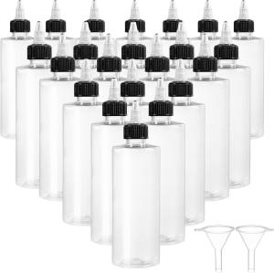 China 8oz Plastic Squeezing Bottles, Clear Oil Dispenser Dropper Bottle Applicator With Twist Top Cap wholesale