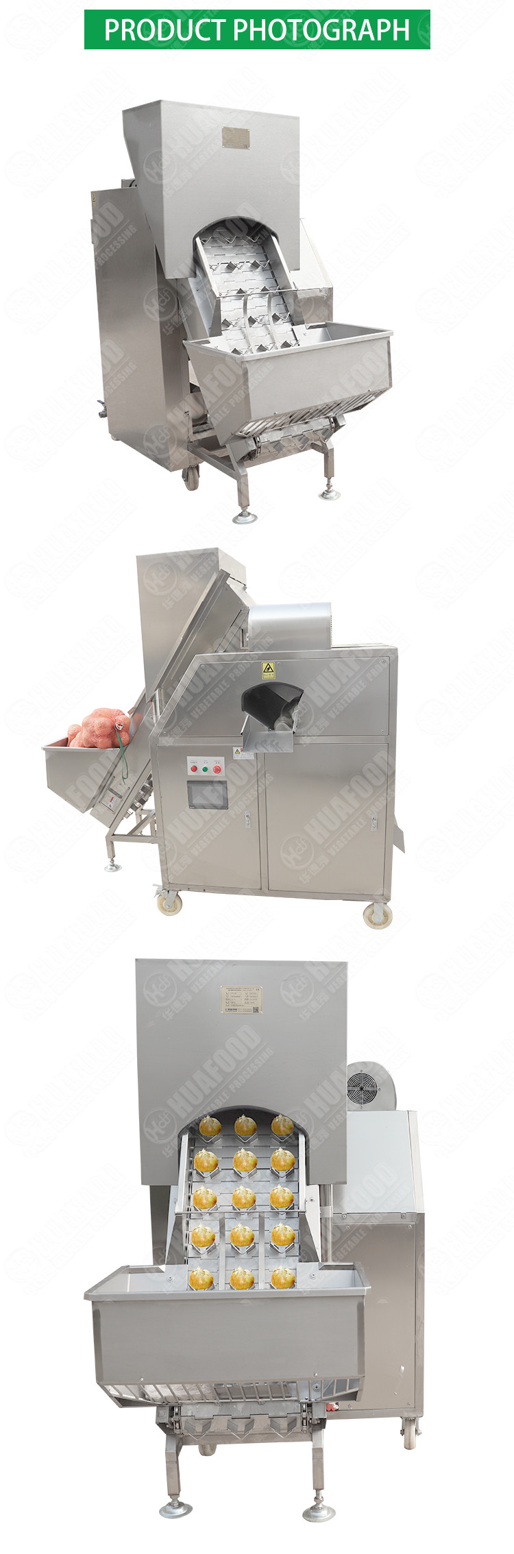 SUS304 1.0MPa 3000kg/H Washing Onion Peeling Machine