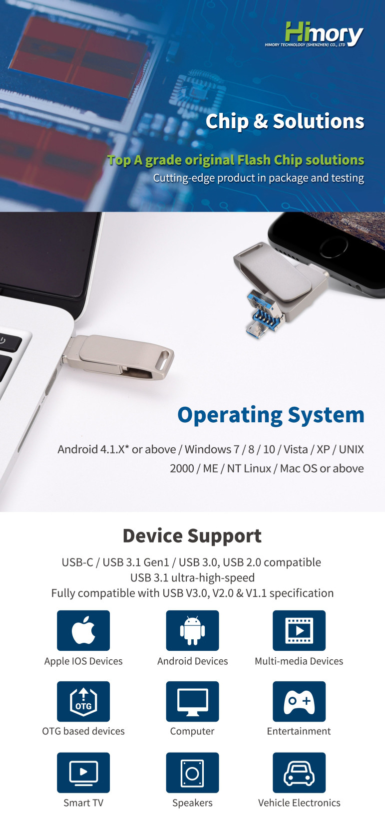 3 In 1 Otg Usb Flash Drive Metal Smart Phone 16gb 32gb 64gb 128gb 256gb