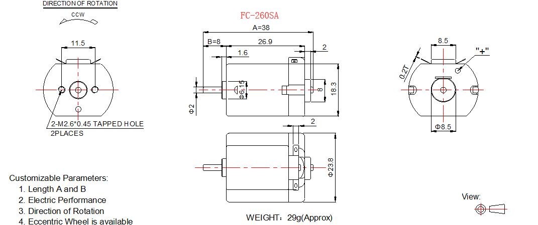 Micro Household Electric Motors / 6v 12 Volt DC With Terminals On Side Face