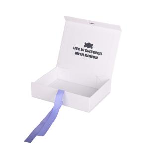 China Sturdy White Foldable Paper Magnetic Gift Boxes Packaging Product With Ribbon wholesale
