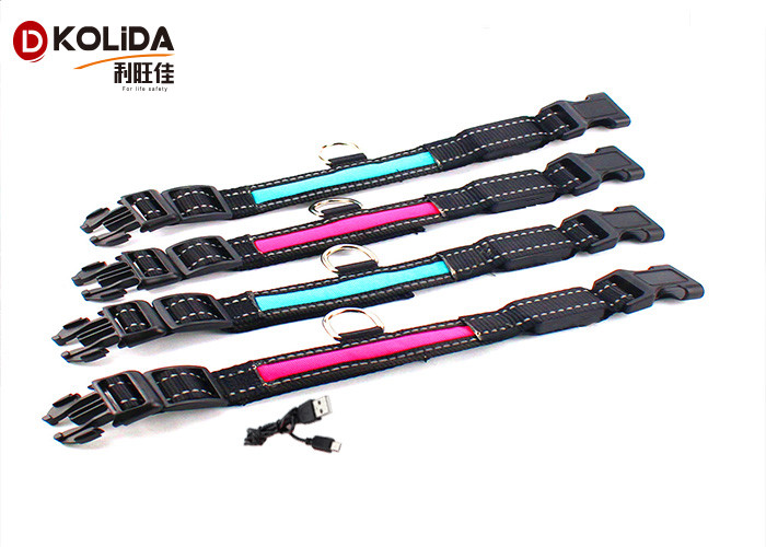 Reflective Light Up Adjustable 3 Size USB Rechargeable LED Dog Collar