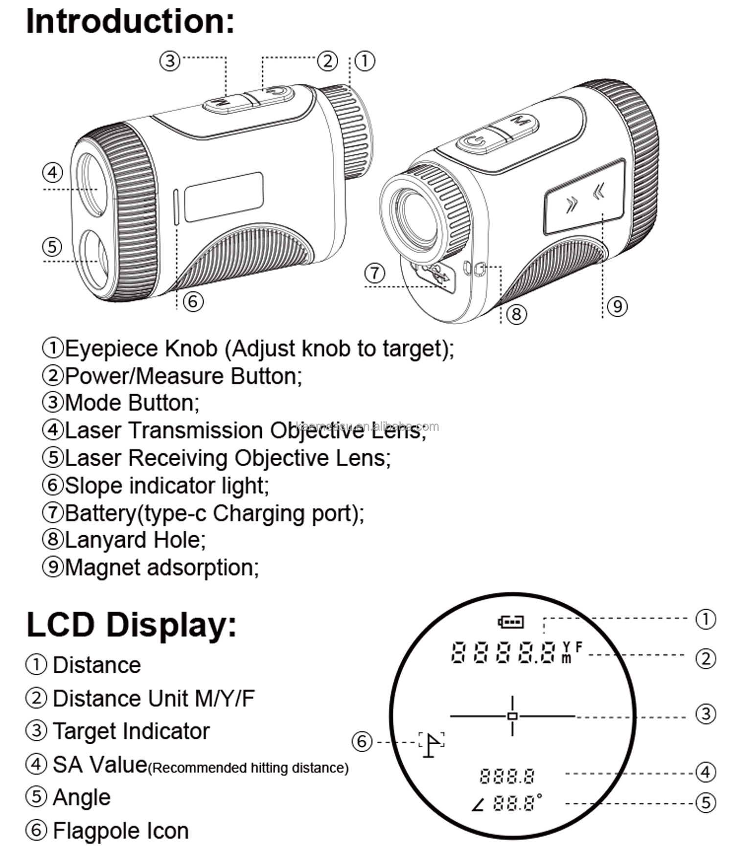 Industrial Grade Golf Laser Rangefinders Binoculars ODM 1200m Professional Golf Slope Scope with 126g Battery