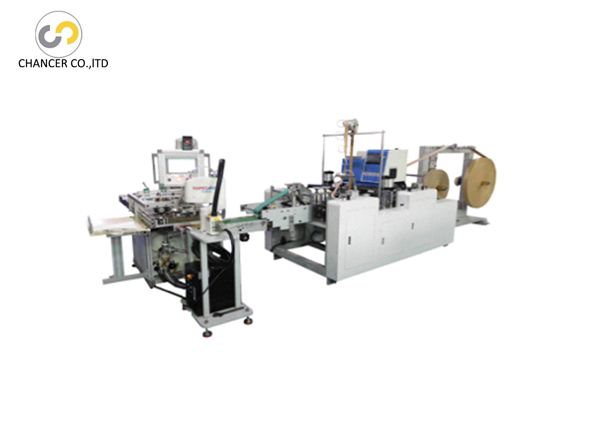Automatic shopping paper bag twisted handle making pasting machine