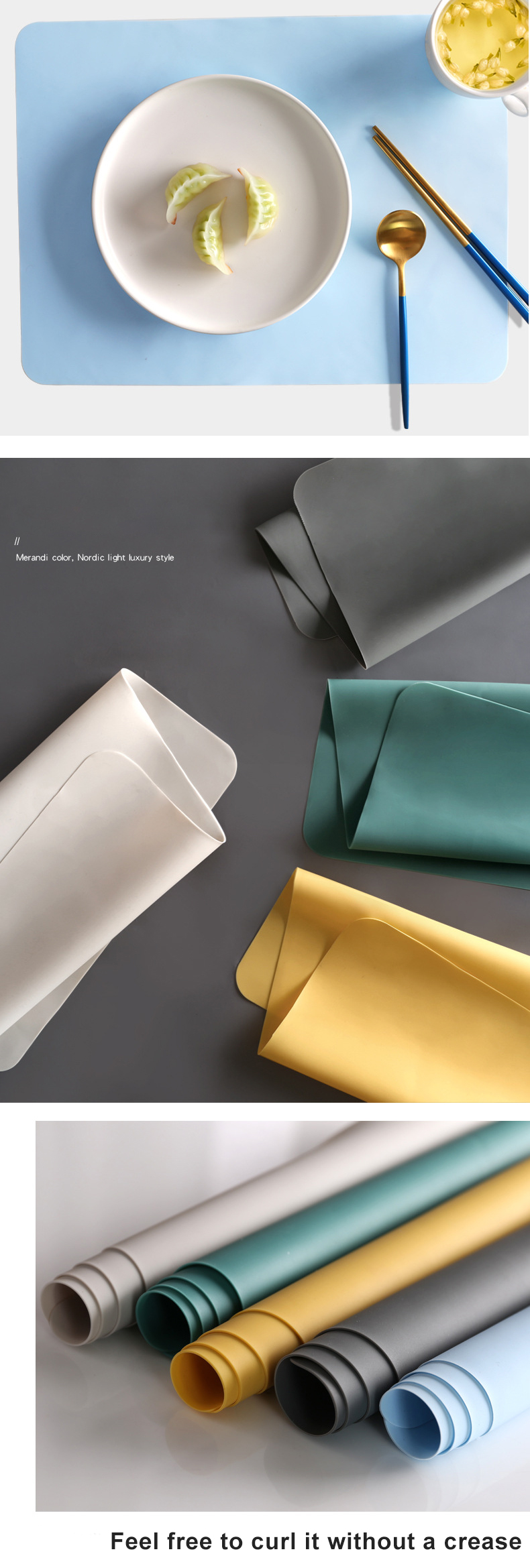 BPA Free Anti Slip 0.75mm Silicone Table Mat 40x30cm