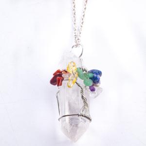 China Handmade Healing Silvery Rock Crystal Quartz Necklace 23g wholesale