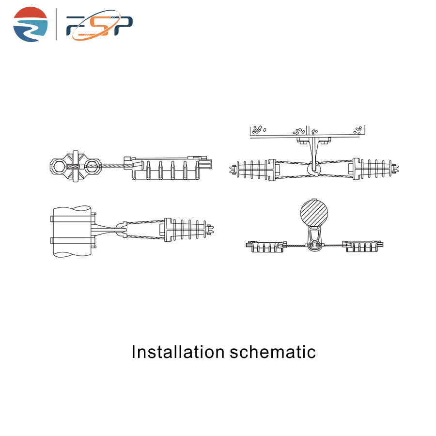 Overhead Line Accessories PA1500 FTTH Cable Anchoring Clamps High Tension Plastic Wed Type
