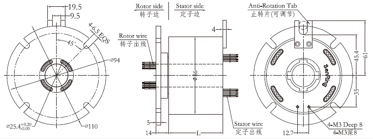 h2586f series H2586F Series Through Bore Slip Ring slip ring Drawing 