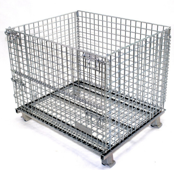 Professional Mesh Storage Cage , Wire Mesh Pallet Cages Hot - Dip Galvanized Finish