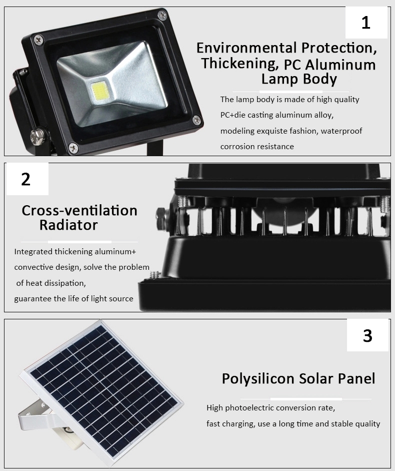 High Lumen Solar Powered LED Flood Light 25w 40w 60w 100w 200w Easy Install