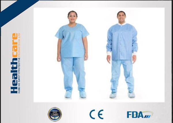 Short Sleeve Disposable Scrub Suits SMS/SPP Nonwoven Nurse Uniform For Hospital