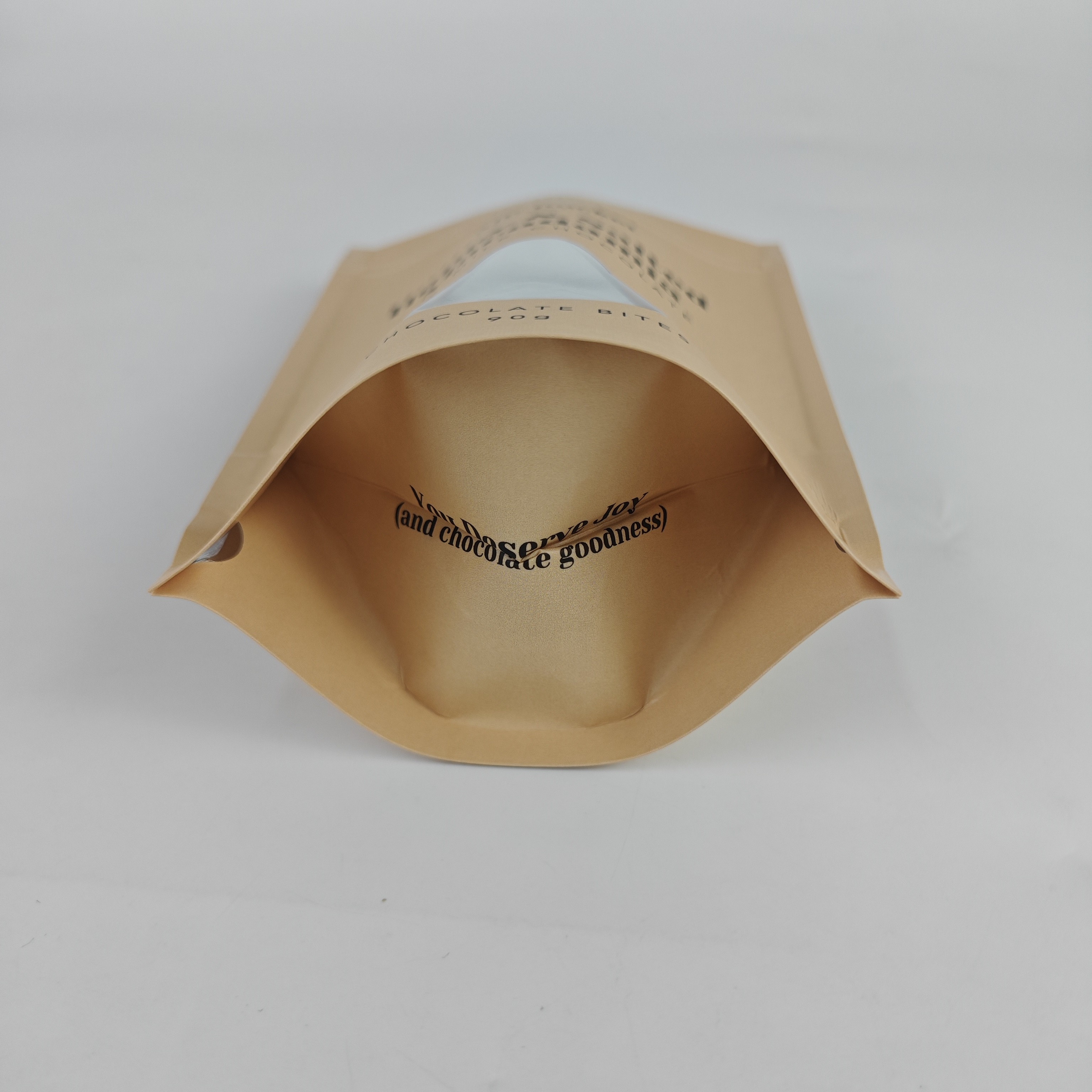 Free samples High Quality Food grade Kraft Paper 90g Snack Packaging Bags Stand Up Zipper Pouch With Clear window