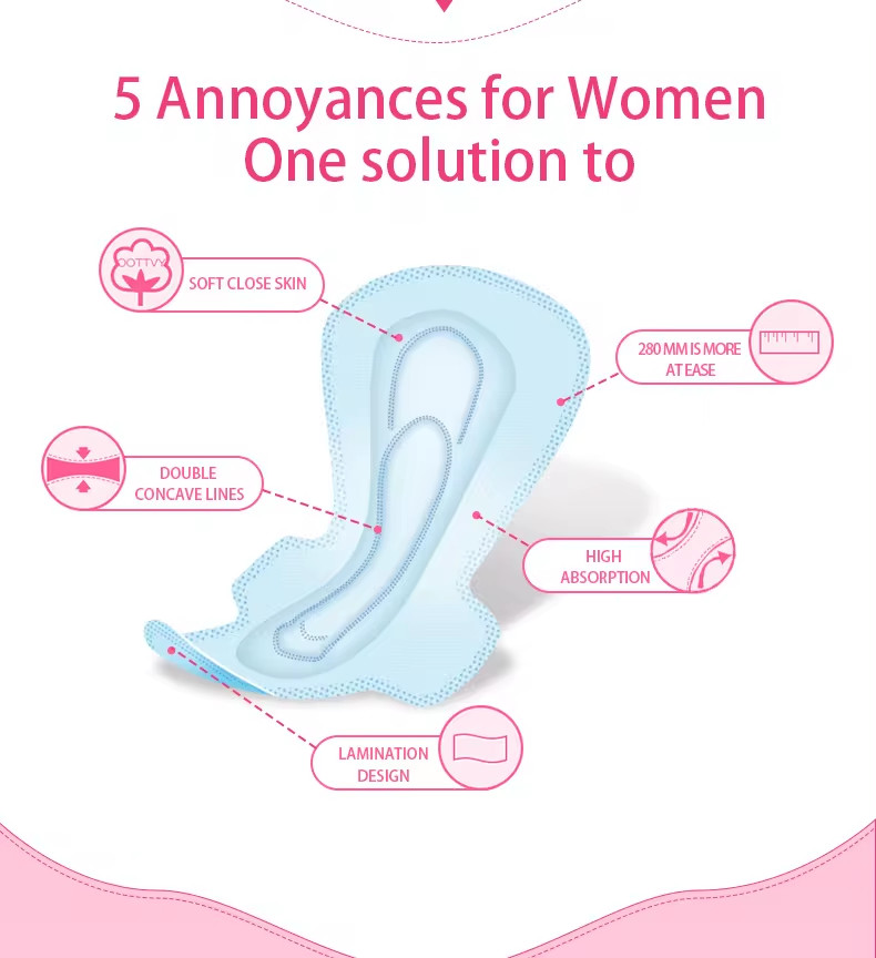 Individually Wrapped Soft Cotton Nightly Feminine Care Napkins For Women
