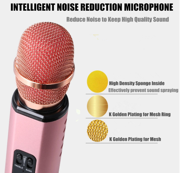 32GB Micro SD Card Bluetooth Speaker 2000Ah Battery 4 In 1 Karaoke Microphone