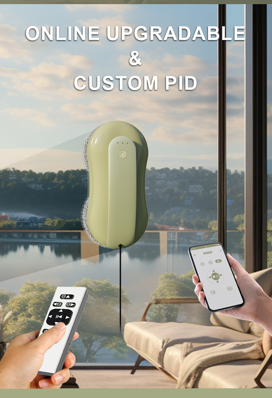 Window Glass Cleaner 500mAh Battery Capacity Remote Control App Control Mode Commercial