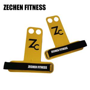China Carbon Fiber Crossfit Grip Gloves 2mm Gymnastics Hand Protectors Yellow 2 Holes wholesale